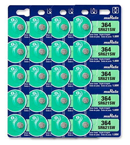 Murata 364 SR621SW Battery 1_55V Silver Oxide Watch Button Cell _ Replaces Sony 364  20 Batteries