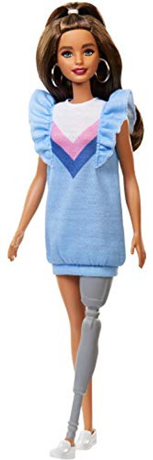 Barbie Fashionistas Doll 121 with Long Brunette Hair and Prosthetic Leg Wearing Sweater Dress and Accessories_ for 3 to 8 Year Olds Barbie Fashionistas Doll 121 with Long Brunette Hair and Prosthetic Leg Wearing Sweater Dress and Accessories_ for 3 to 8 Year Olds