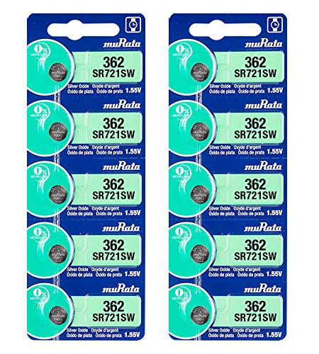 Murata 362 SR721SW Battery 1_55V Silver Oxide Watch Button Cell _ Replaces Sony 362  10 Batteries