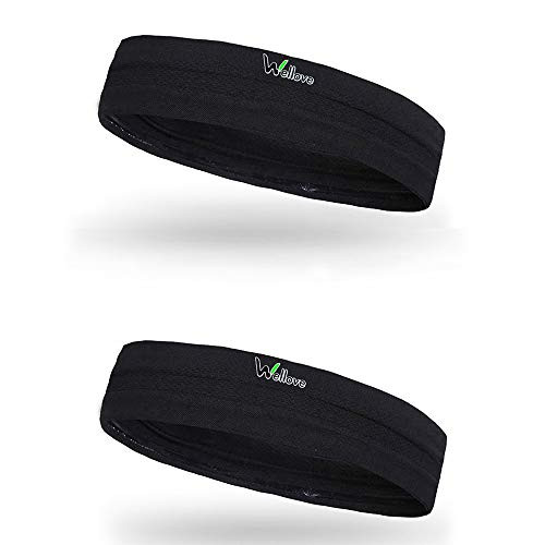 WELLOVE 2PCS Sports Hairbands for Men and Women Non Slip Stretchy Headbands Workout Moisture Wicking Sweatbands Head Stretchy Soft Running Wicking Hea WELLOVE 2PCS Sports Hairbands for Men and Women Non Slip Stretchy Headbands Workout Moisture Wicking Sweatbands Head Stretchy Soft Running Wicking Hea