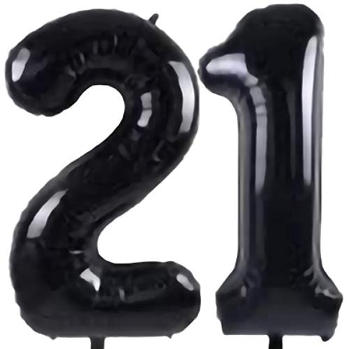 Birthday Number Balloons Black 40 Inch Mylar Foil 21 Birthday Balloon Party Decorations_Digital 21