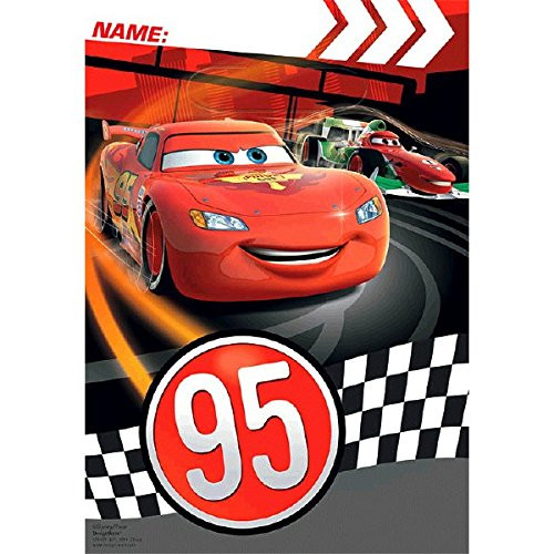©Disney Cars Formula Racer Birthday Party Folded Loot Bag_ Pack Of 8_ GrayBright Red _ 9 inch  X 6 12 inch _ Plastic