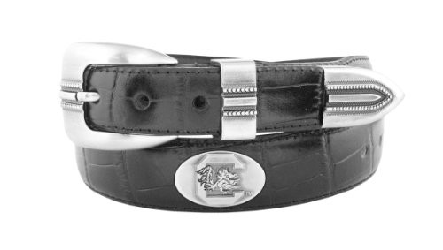 NCAA South Carolina Fighting Gamecocks Black Crocodile Tip Leather Concho Belt_ 32
