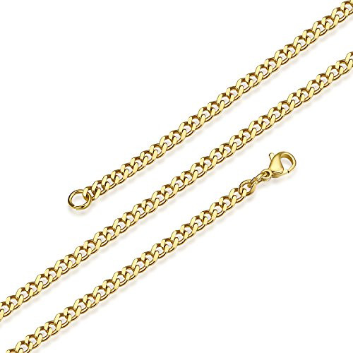 FOSIR 3_5_6mm Mens Womens Stainless Steel Curb Chain Necklace_18_30 Inches