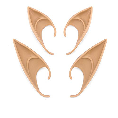 deladola Elf Ears Fairy Pixie Ears Cosplay Props Halloween Party Latex Soft Pointed Manga Hobbit Costume Accessories for Women and Men 2Pcs   Nature c