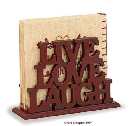 Park Designs Word Play Red Wood Luncheon Napkin Holder "Live Laugh Love"