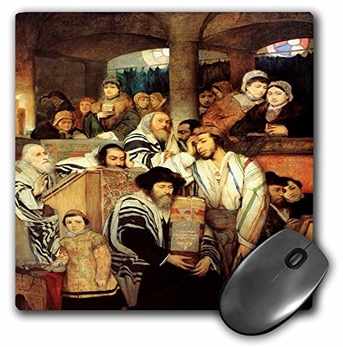 3dRose LLC 8 x 8 x 0.25 Inches 1878 Painting of Jews Praying on Yom Kippur Mouse Pad (mp_61987_1)