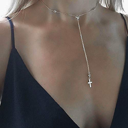 Jovono Fashion Choker Necklaces Cross Pendant Necklace Chain Jewelry for Women and Girls Silver Jovono Fashion Choker Necklaces Cross Pendant Necklace Chain Jewelry for Women and Girls Silver