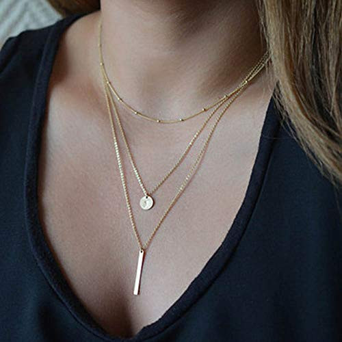 Jovono Gold Multilayered Necklace Sequins Bar Pendant Necklace Jewelry Chains for Women and Girls Jovono Gold Multilayered Necklace Sequins Bar Pendant Necklace Jewelry Chains for Women and Girls