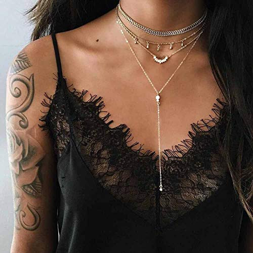 Jovono Gold Fashion Multilayered Choker Necklaces Tassels Jewelry Necklace Chains for Women and Girls Jovono Gold Fashion Multilayered Choker Necklaces Tassels Jewelry Necklace Chains for Women and Girls
