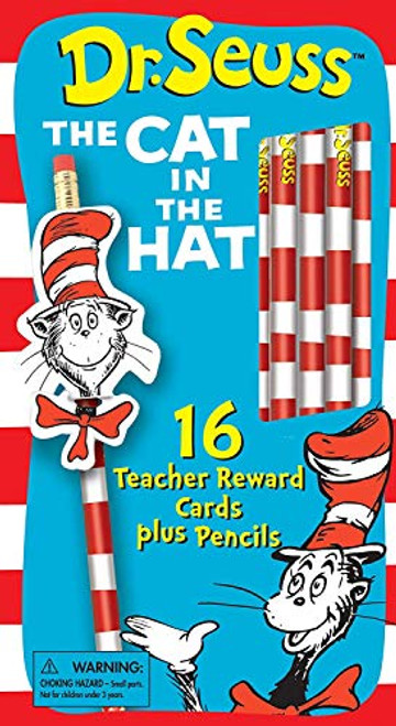 Eureka Back to School Dr. Seuss Cat in the Hat Pencils, Pencil Toppers, and Teacher Reward Cards for Students, 32pc