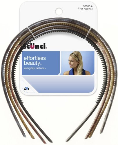 Scunci Effortless Beauty Skinny Plastic Headbands_ 3 Packs Of 4 Count  12 Count