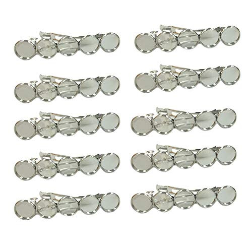10 Pieces Metal Hair Clips with Blank Round Tray Base Fits 12mm Round Hair Clip Cabochon Settings Hair Barrettes with Blank Hairgrip Base Trays for DI 10 Pieces Metal Hair Clips with Blank Round Tray Base Fits 12mm Round Hair Clip Cabochon Settings Hair Barrettes with Blank Hairgrip Base Trays for DI