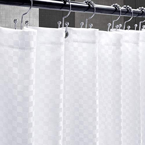 Kikcoin Waffle Shower Curtain_ Heavy Duty Fabric Waterproof Shower Curtains with Rust_Resistant Grommets and Waffle Weave Square Design for Bathroom a