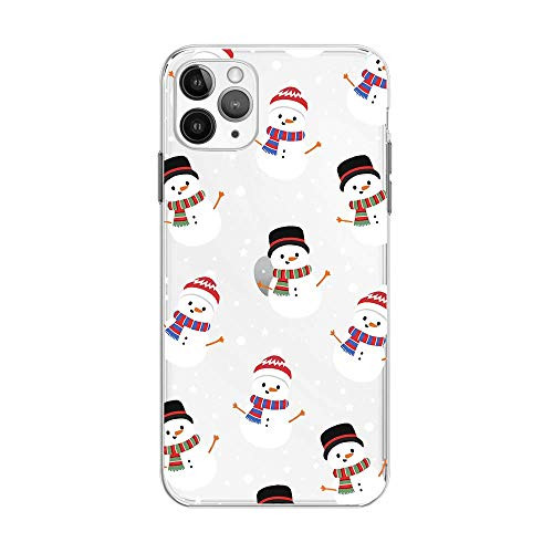 FancyCase Compatible with iPhone 12  6_1inch _New Seasonal Pattern Soft Silicone Protective Transparent iPhone 12 Case  Snowman