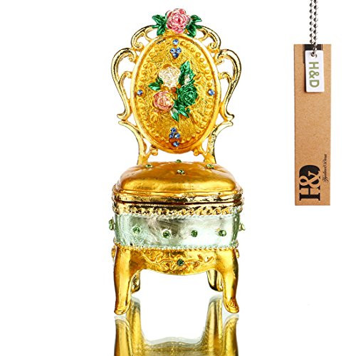 YUFENG Trinket Box Hinged Hand-painted Patterns Trinket Jewelry Bejeweled Boxes Collectible Figurines (chair shaped trinket box)