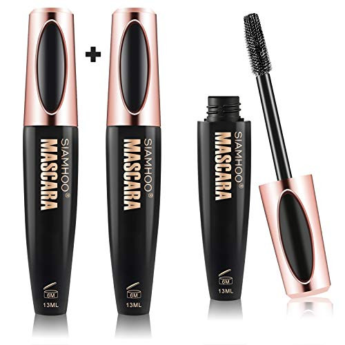 SIAMHOO 4D Silk Fiber Lash Mascara Smudge_Proof Waterproof Mascara Long Lasting Hypoallergenic Voluminous Mascara Black Volume and Length 2PCS