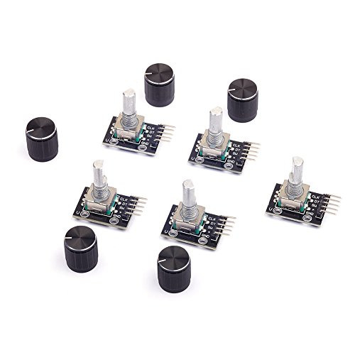Cylewet 5Pcs KY_040 Rotary Encoder Module with 15x16_5 mm with Knob Cap for Arduino  Pack of 5  CYT1062