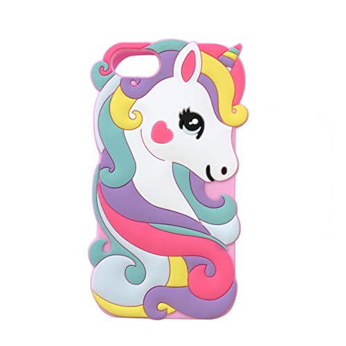 Rainbow Unicorn Horse iPhone SE 2020 Case_Awin 3D Cute Cartoon Rainbow Unicorn Horse Animal Soft Silicone Rubber Case Compatible for iPhone SE 2020iP