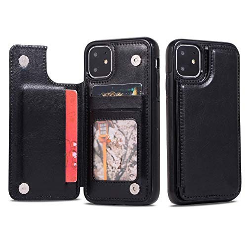 ZYZX iPhone 11 Wallet Case with Card Holder_ PU Leather Kickstand Card Slots Case_Double Magnetic Clasp and Durable Shockproof Cover for iPhone 11 6_1