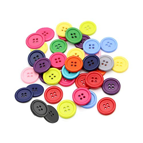 100Pcs 25mm Sewing Resin Flatback Buttons Round Shape 4 Holes Craft Buttons for DIY Crafts Sewing Fasteners Scrapbooking Clothing Accessories Scrapboo