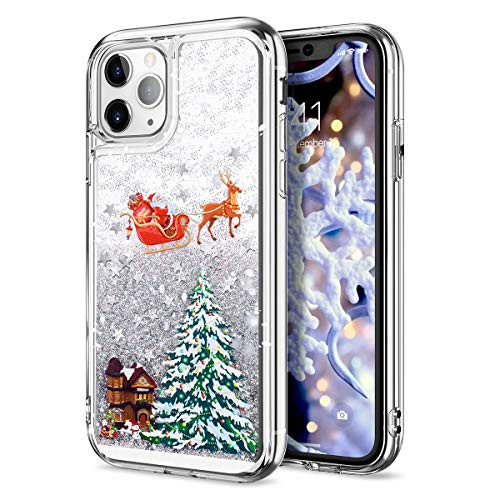 CinoCase iPhone 11 Pro Case 3D Liquid Case  Christmas Collection  Flowing Quicksand Moving Stars Bling Glitter Snowflake Christmas Tree Santa Claus Pa