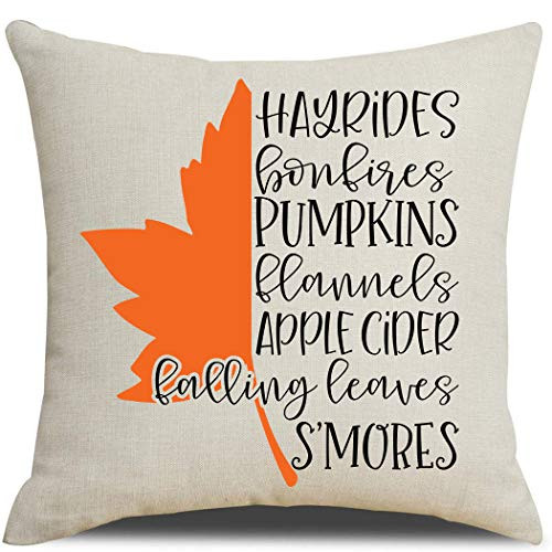 PSDWETS Fall Decor Maple Soft Throw Pillow Covers with Quotes Autumn Decorative Home Cushion Covers 18 x 18 Inches