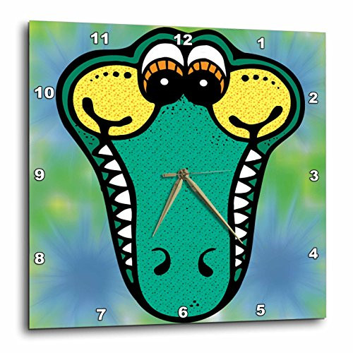3dRose DPP_202519_2 Cute Country Alligator Face Wall Clock, 13 by 13"