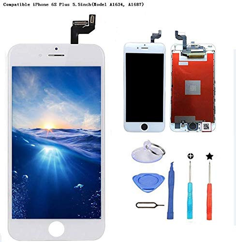 Screen Replacement Compatible iPhone 6S Plus 5.5 Inch LCD - Compatible for iPhone 6S Plus LCD Touch Screen Display Repair Kit Assembly with Complete Repair Tools(White)