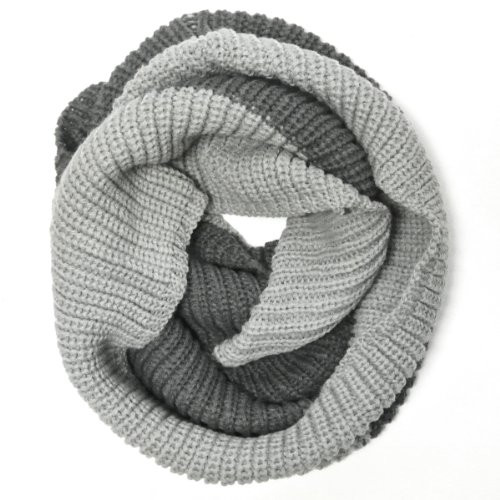 Wrapables Thick Knitted Winter Warm Infinity Scarf _ Light and Dark Grey
