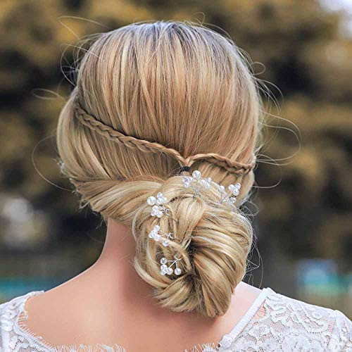 Jovono Bride Wedding Hair Pins Pearl Hair Accessories Silver Bridal Headpiece for Women and Girls Pack of 5 Jovono Bride Wedding Hair Pins Pearl Hair Accessories Silver Bridal Headpiece for Women and Girls Pack of 5