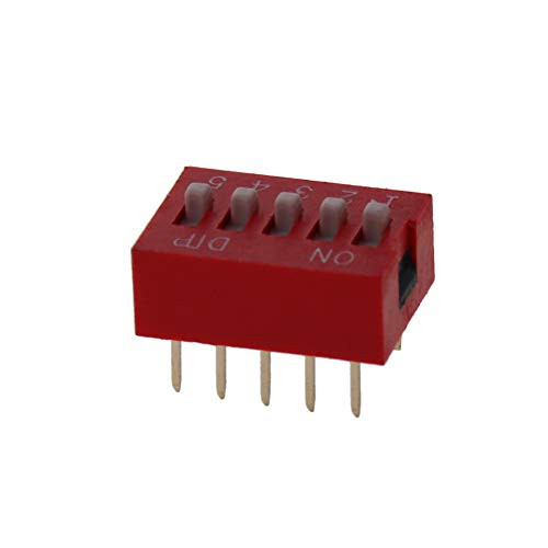 Fielect 5pcs Red DIP Switch Horizontal 1_5 Positions 2_54mm Pitch for Circuit Breadboards PCB