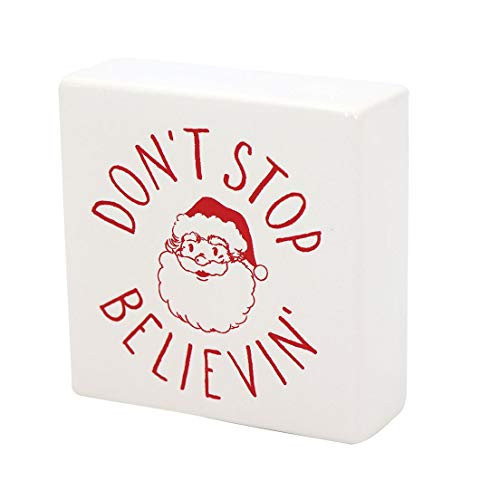DEI 14043 Dont Stop Believin Box Sign_ 4_inch Square_ Dolomite