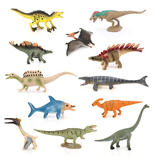 Volnau Mini Dinosaur Toys Figures 12PCS T_rex Dino Figurines Miniature Animal Toys Zoo Pack for Toddlers Kids Preschool Educational Christmas Animals