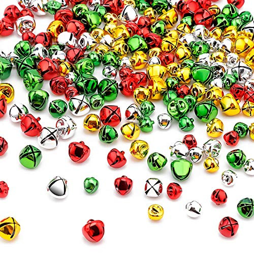 Small Christmas Jingle Bells for Crafts _ 200PCS Jingle Christmas Bells_ Cute DIY Bells_ Colorful Metal Craft Bells Bulk Bells for Wreath Holiday Home