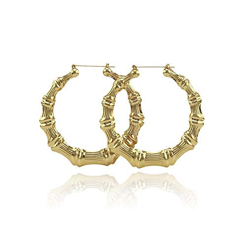 Gold Hip_Hop Round Circle Bamboo Hoop Earrings 55mm