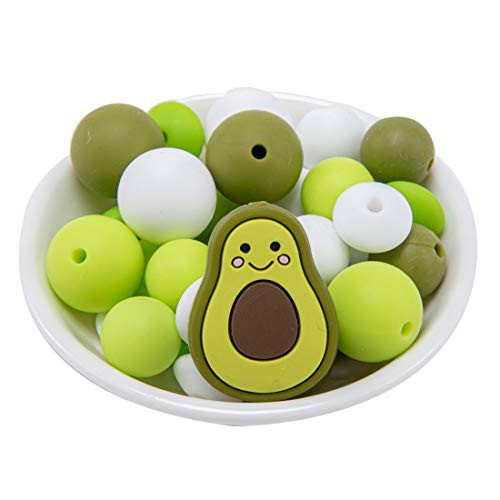 Biter teether Baby Silicone Avocado Beads Set Soft Silicone Baby Teething Beads Colorful Baby Teether DIY Necklace Bracelet Accessories Baby Shower To Biter teether Baby Silicone Avocado Beads Set Soft Silicone Baby Teething Beads Colorful Baby Teether DIY Necklace Bracelet Accessories Baby Shower To