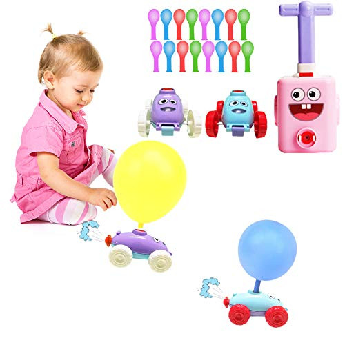 Balloon Powered Car Toy Gift_ Balloon Launch Car Racer Car Manual Balloon Pump Car with 36 Pcs Balloons for Party Preschool Science Stem Toys for Kids