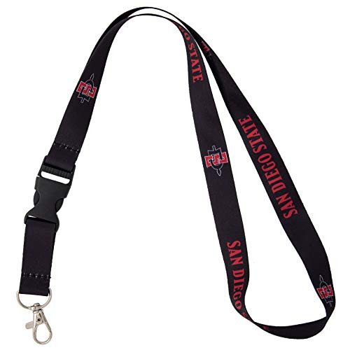 San Diego State University NCAA Car Keys ID Badge Holder Lanyard Keychain Detachable Breakaway Snap Buckle  Black