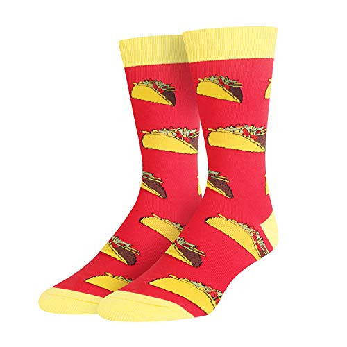 HAPPYPOP Mens Taco Socks Funny Crazy Cool Mexican Food Crew Socks in Red Gift HAPPYPOP Mens Taco Socks Funny Crazy Cool Mexican Food Crew Socks in Red Gift