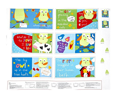 StudioE Fabrics Huggable and Loveable Whooo Loves You Soft Book 35.5in Panel Fabric, Multi