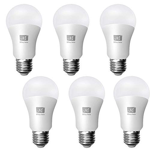 MayJazz 6Pack A19 6W40W Equivalent Saver Energy LED Light Bulbs_2700K Soft White E26 Medium Screw Base Bulb