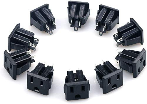 Panel Mount Outlet Power Socket 10 Pcs AC 125V 15A US Plug 3 Pins Panel Screw Mount Type Female Connectors Adapter_ Black