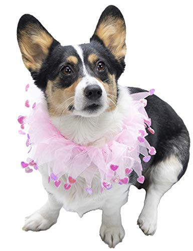 Coomour Fancy Valentines Day Dog Collar Cute Pink Costume Pet Heart Accessories Decoration for Cats Puppy Dogs Pets  Medium