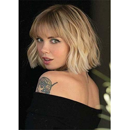 Short Bob Curly Wavy Wigs for Women Natural Looking Synthetic Hair Replacement Wig Blonde Short Bob Curly Wavy Wigs for Women Natural Looking Synthetic Hair Replacement Wig Blonde