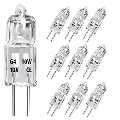 WMWZM 10 Pack G4 T3 Halogen Light Bulbs 12 Volt Clear Halogen G4 Bin_Pin Base Light Bulb JC Type 10W Warm White 2800K Halogen Bulb Dimmable Light Bulb