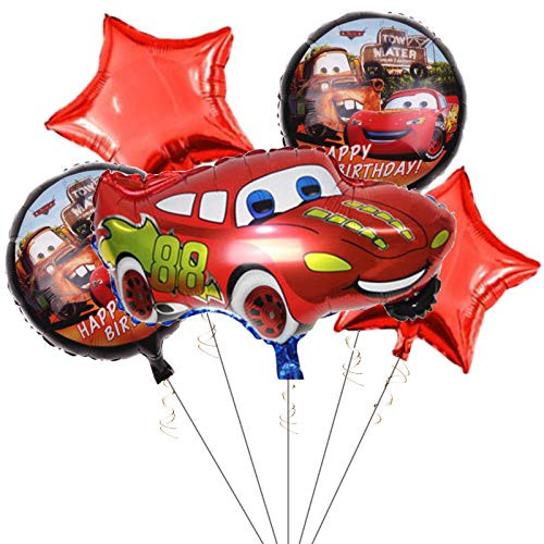 5PCS Cars Lightning McQueen Balloon Bouquet Set Party Decoration for Kids Birthday
