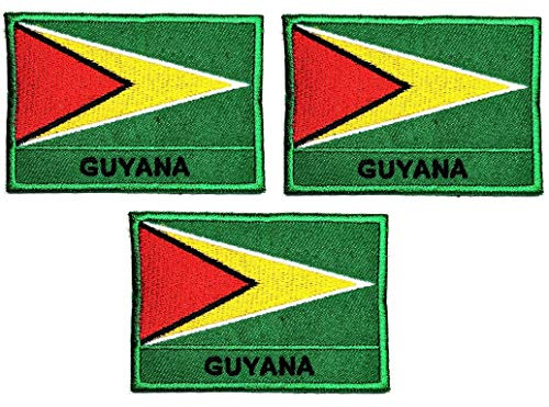 Umama Patch Set of 3 Guyana Flag Emblem Military Craft Patches Guyana Flag National Country Patch Embroidered Sew on Iron on Patch for Backpacks Jeans