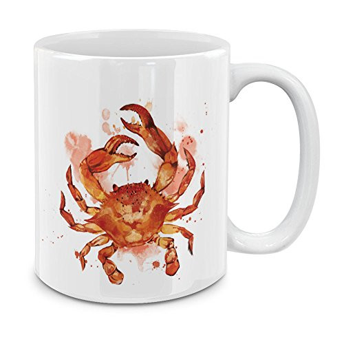 MUGBREW Orange Crab White Ceramic Coffee Mug Tea Cup, 11 OZ MUGBREW Orange Crab White Ceramic Coffee Mug Tea Cup, 11 OZ