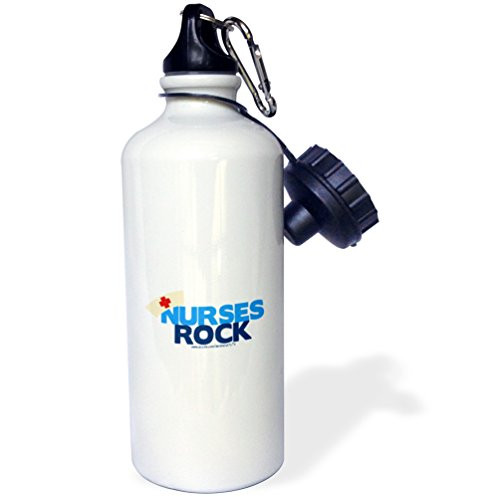 3dRose Nurses Rock Blue Sports Water Bottle_ 21 ounce_ White 3dRose Nurses Rock Blue Sports Water Bottle_ 21 ounce_ White
